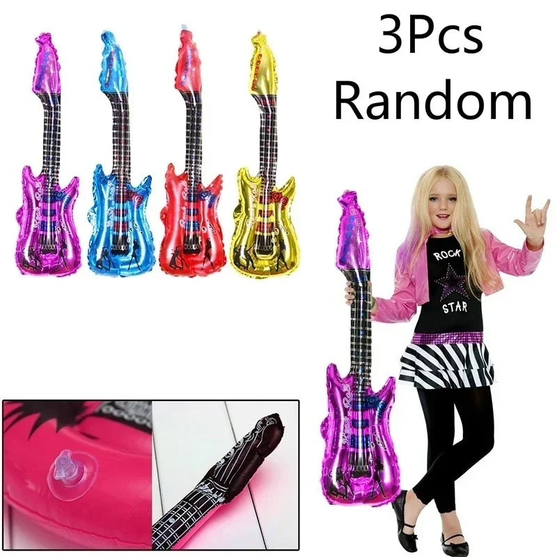 Cartoon Guitar Balloons Inflatable Musical Instrument Kids Birthday