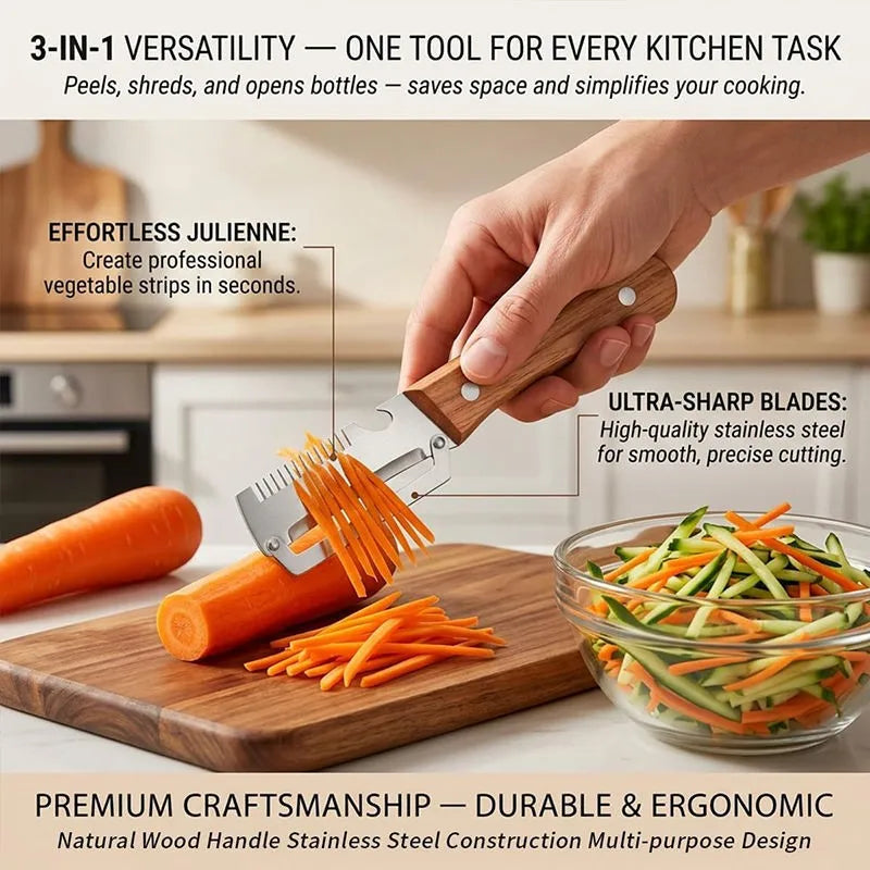 Stainless Steel Vegetable Peeler with Wooden Handle