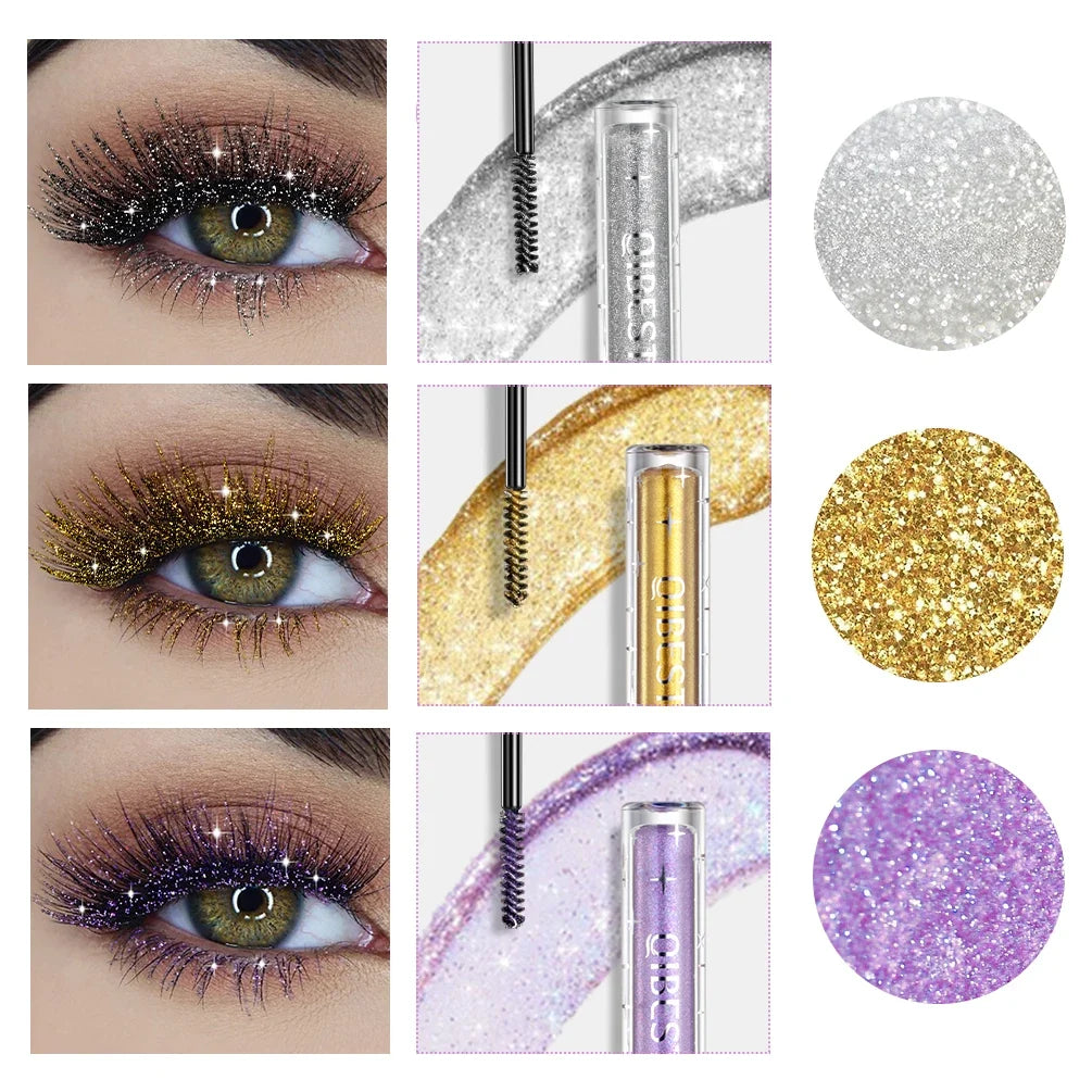 QiBest Diamond Glitter Mascara – 3D Volume & Shimmer