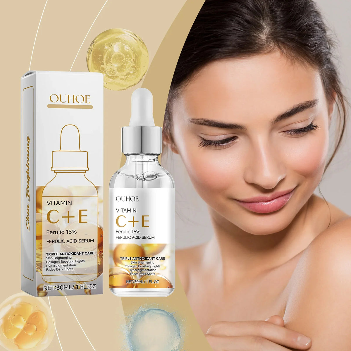 Vitamin C & E Brightening Facial Serum – Firming & Pore Care