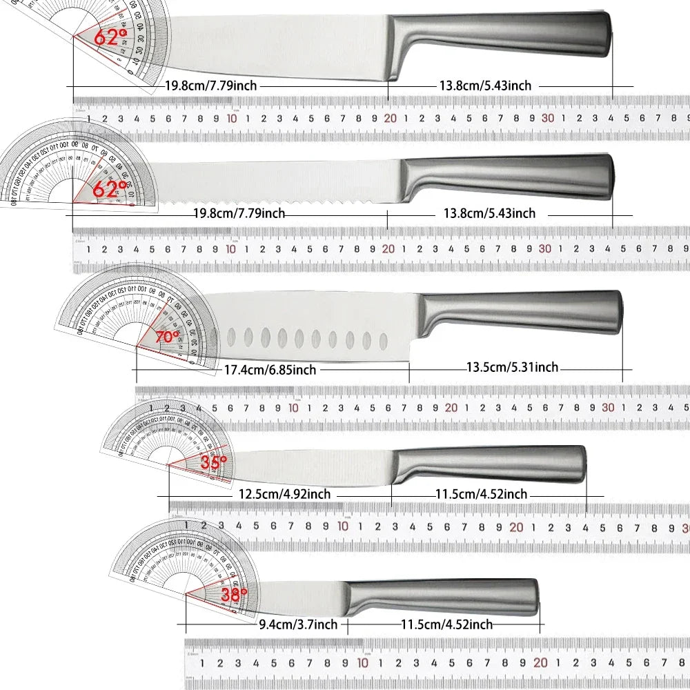 5-Piece Stainless Steel Kitchen Knife Set with Bread Knife