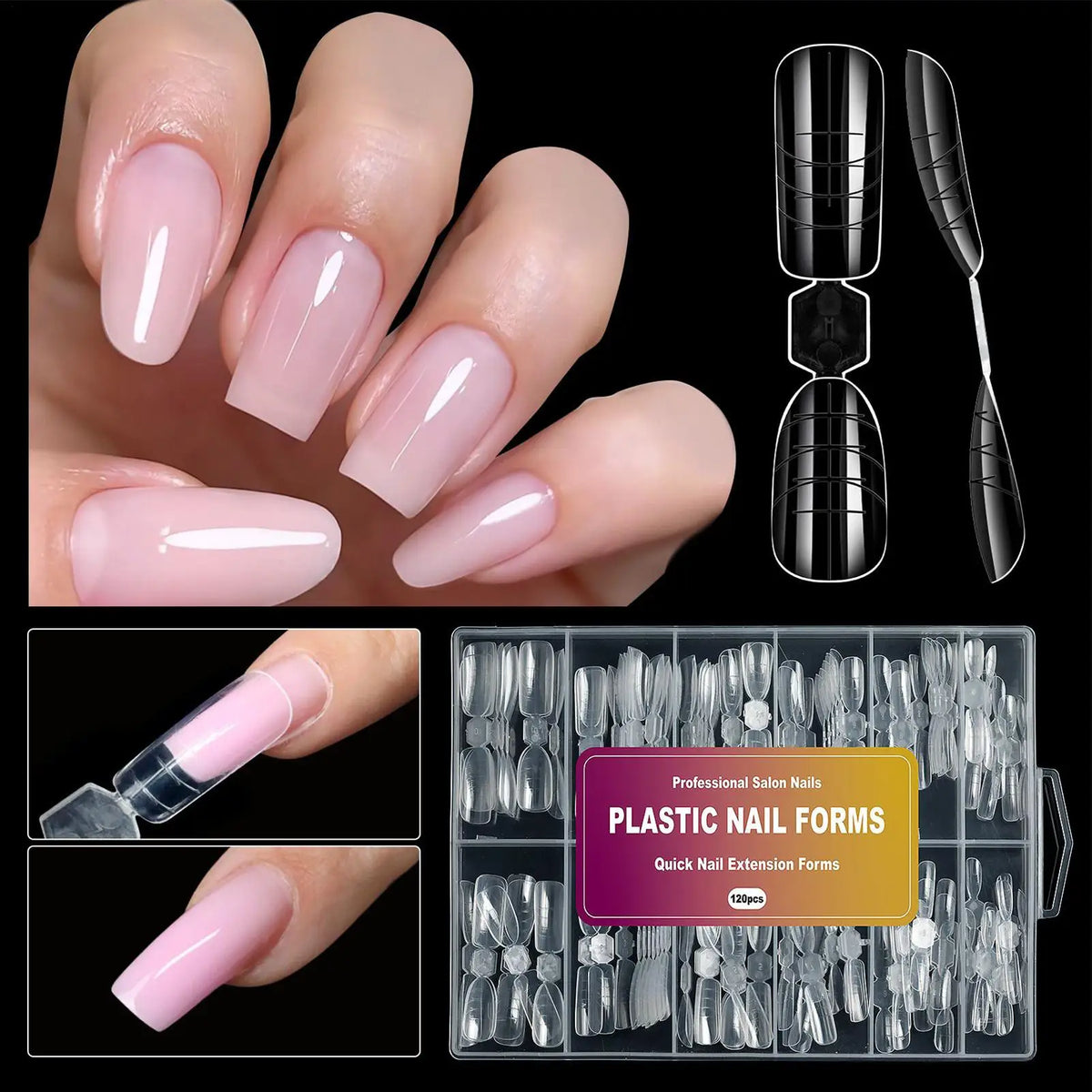 120pcs Reusable Nail Extension Forms | 12 Sizes Builder Molds