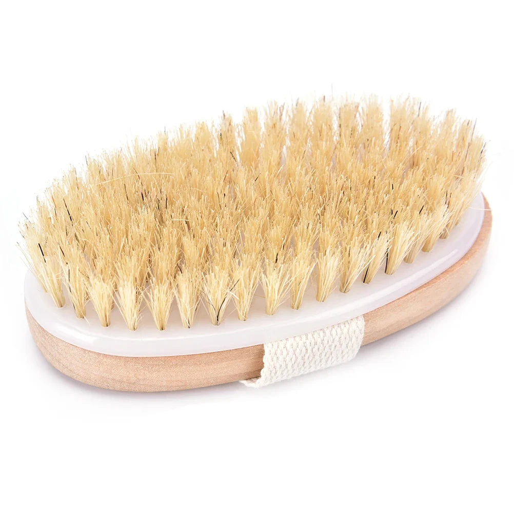 Natural Bristle Dry Body Brush – Spa Bath Massager & Exfoliator