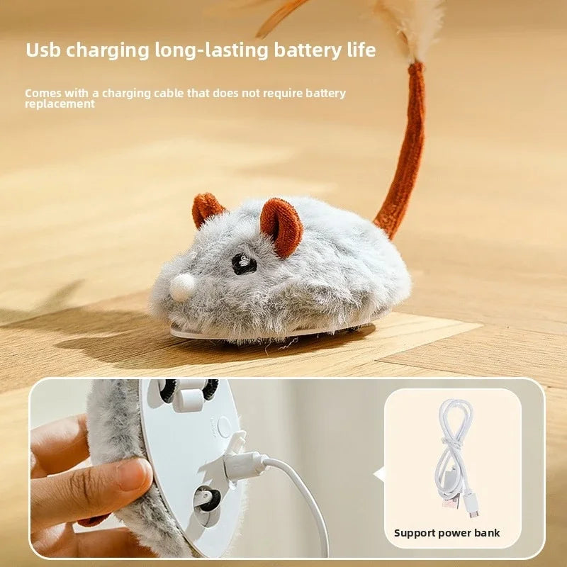 Interactive Electric Plush Mouse Cat Toy – Auto-Moving & Rechargeable