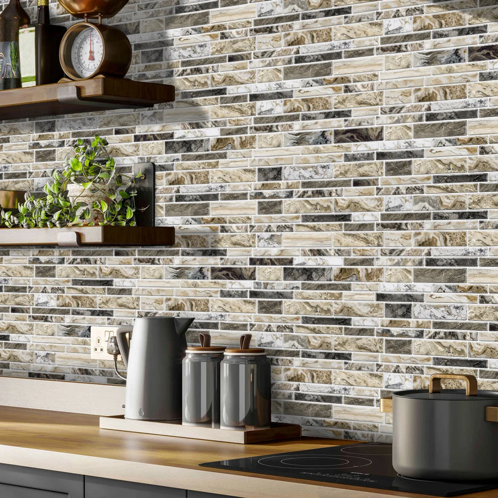 PVC Crystal Film Marble Tile Wall Sticker Waterproof Oilproof Kitchen