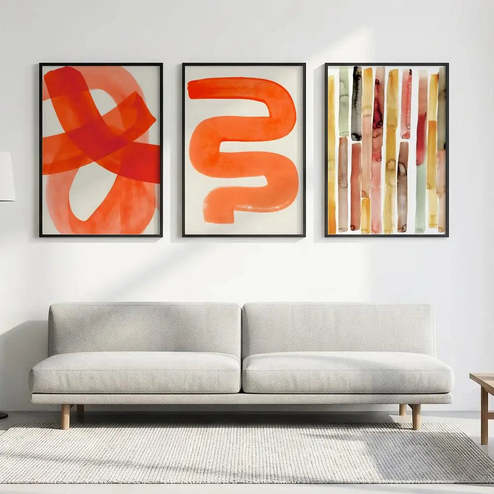 Abstract Mid Century Watercolor Brush Strokes Wall Art Poster