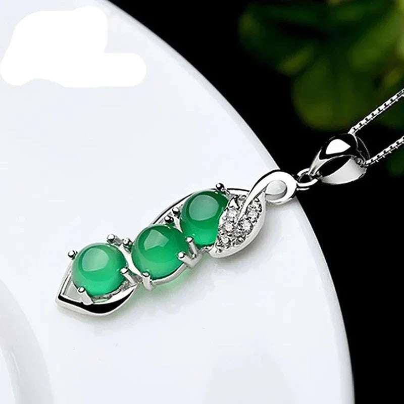 Huitan Green CZ Pendant Necklace – Women's Wedding Jewelry