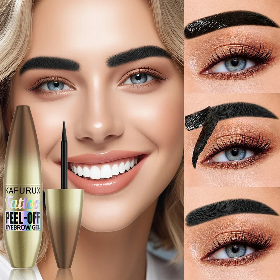 KAFURUX 5-Color Waterproof Peel-Off Eyebrow Tint with Stencils
