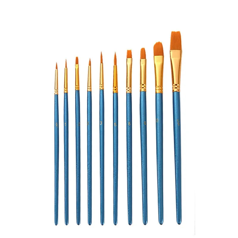 10-Piece Artist Paint Brush Set – Oil, Acrylic & Watercolor