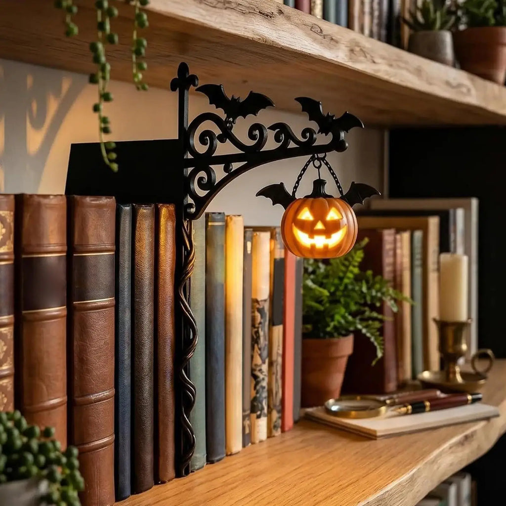 Halloween Bookshelf Lantern – Vintage Gothic Miniature Shelf Lamp