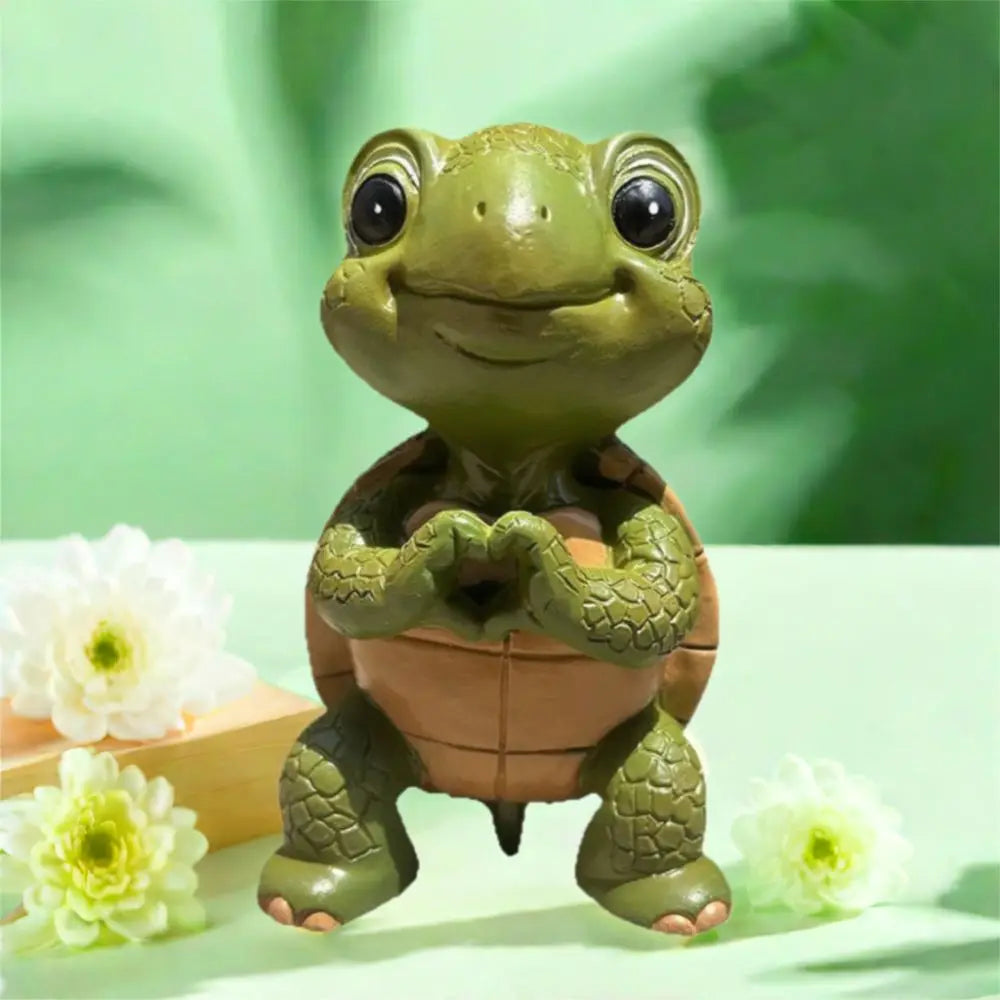 Heart Turtle Resin Statue – Weatherproof Garden & Desk Figurine