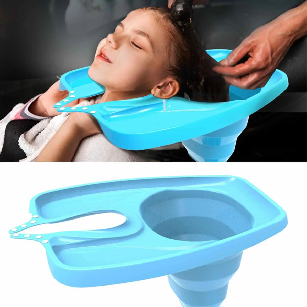Portable Shampoo Bowl Foldable Shampooing Basin Drain Hose Women Home