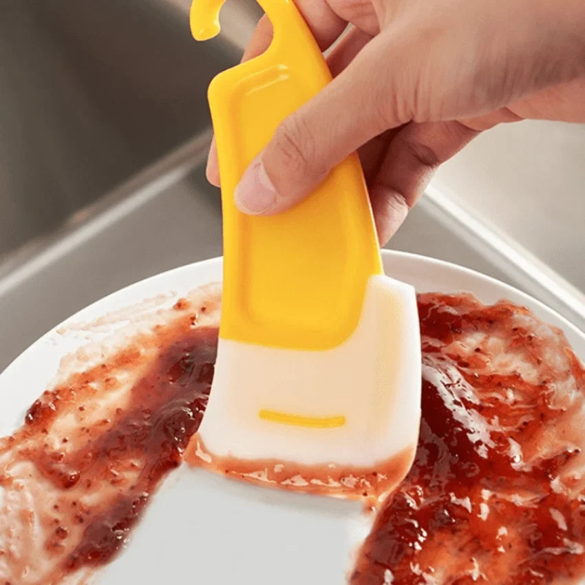 Silicone Pan Scraper Dish Cleaning Spatula Non Stick Kitchen Rubber