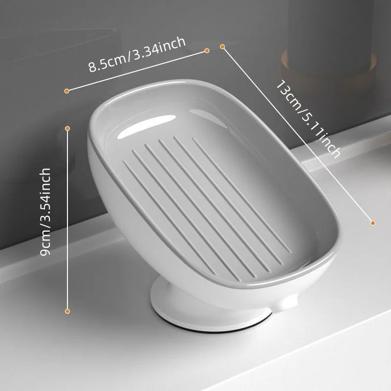 Self-Draining Soap Dish Holder with Suction Cup | Bathroom