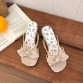 Women's Floral Butterfly-Knot Wedge Slides | Summer Dress Slippers