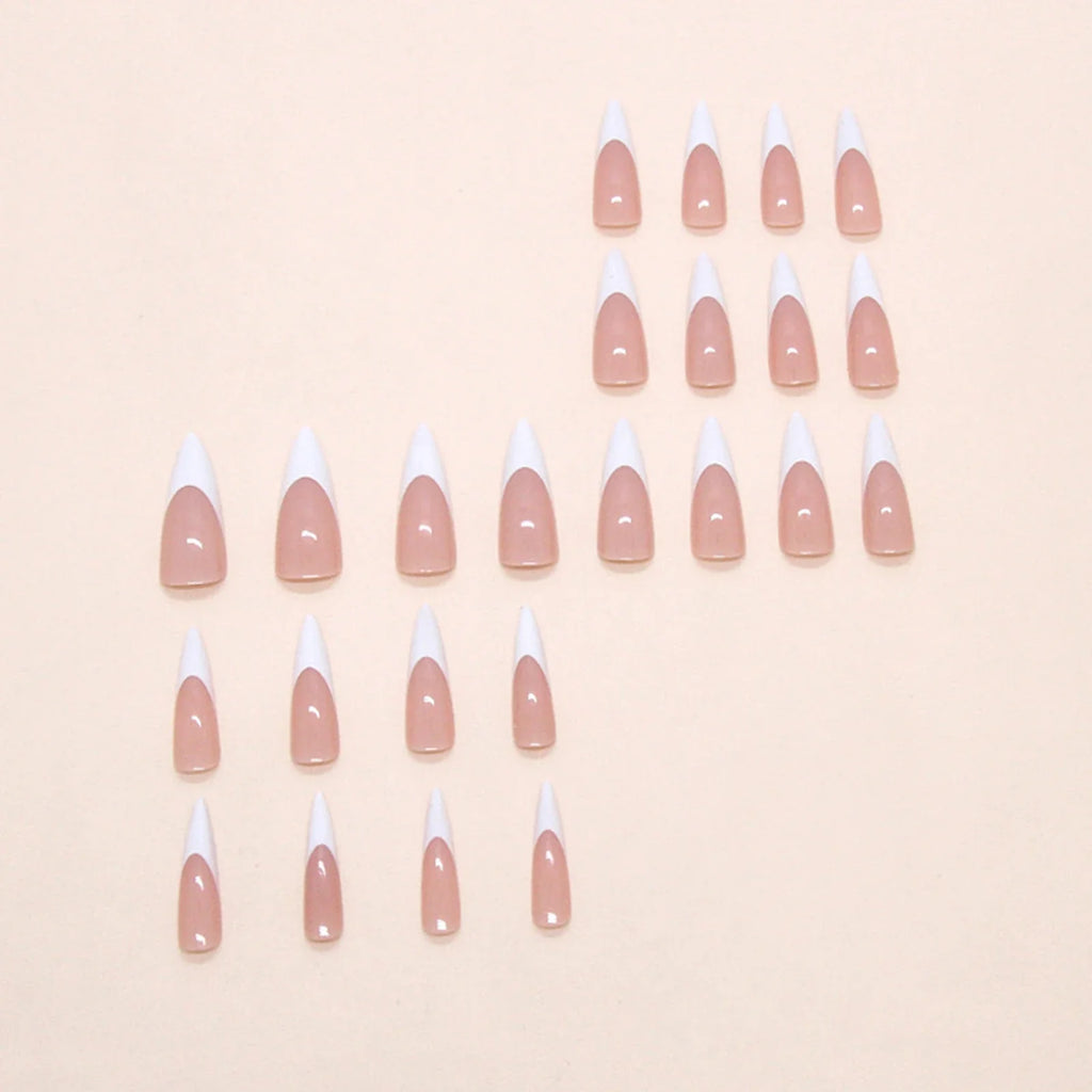 Spicy Girl False Nails Pointed Tip Press Classic White French Fake