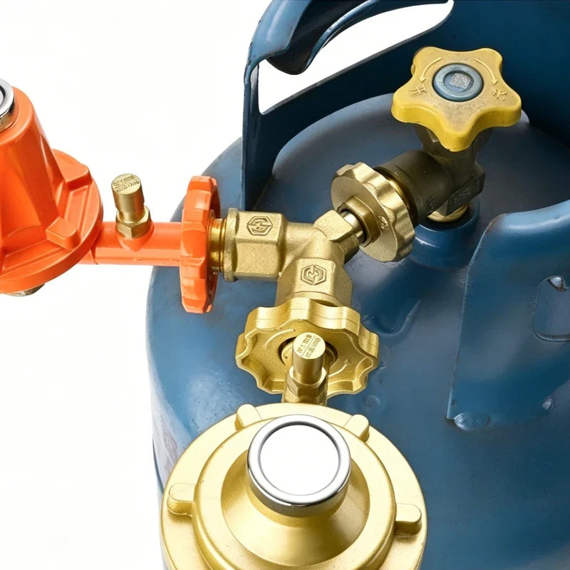Brass 2-Way Y Garden Hose Splitter with Solid Handle