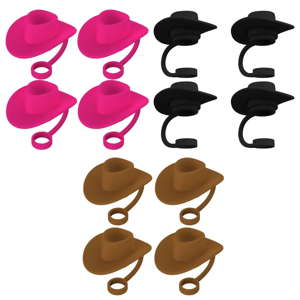 4 Straw Covers Cap Novelty Sturdy Toppers Reusable Cowboy Hat Shaped