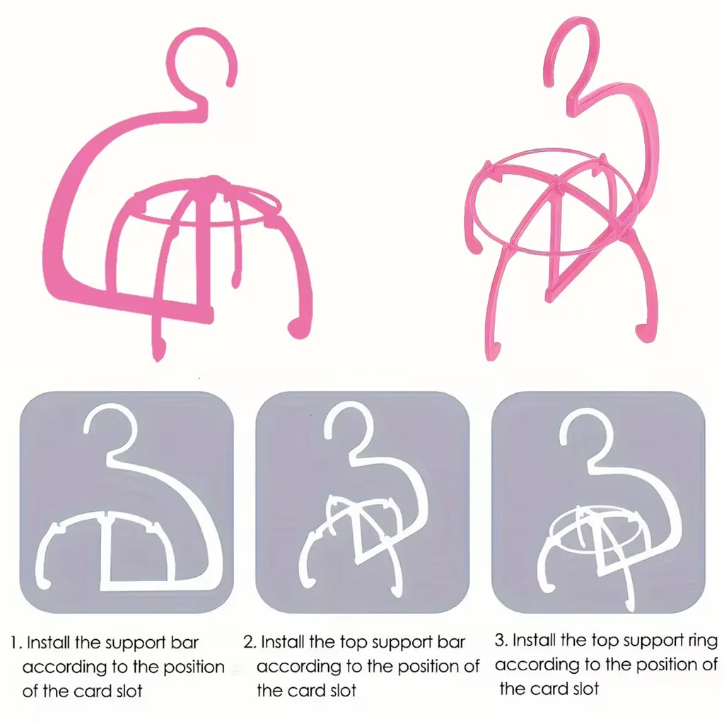 Pink Portable Hanging Wig Stand | Dustproof Wig Storage Rack