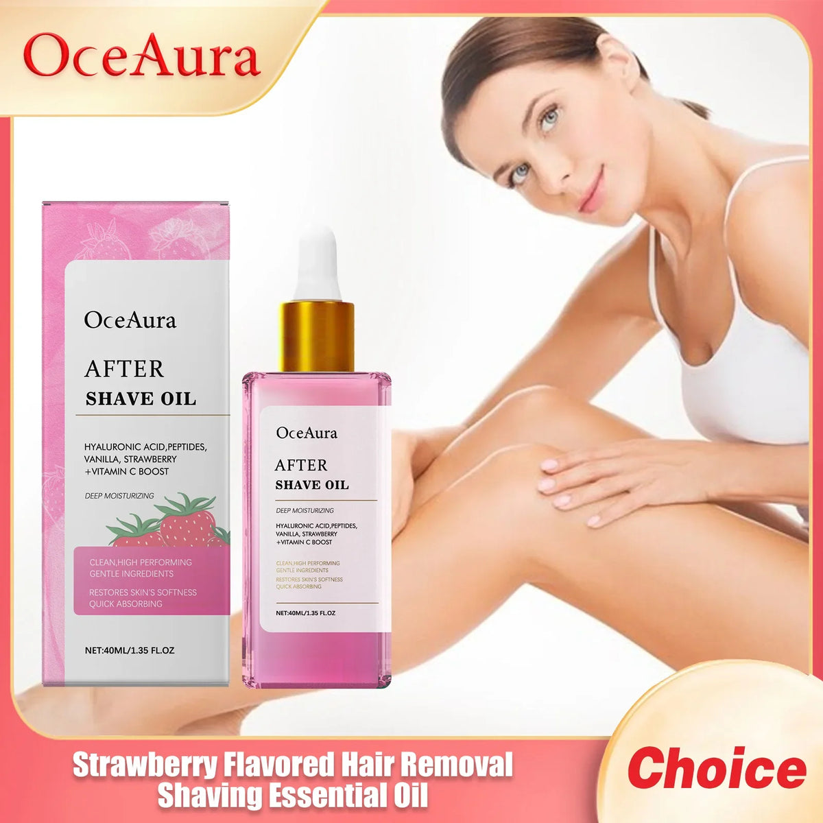 OceAura Strawberry After-Shave Nourishing Oil | Smooth Skin 40ml