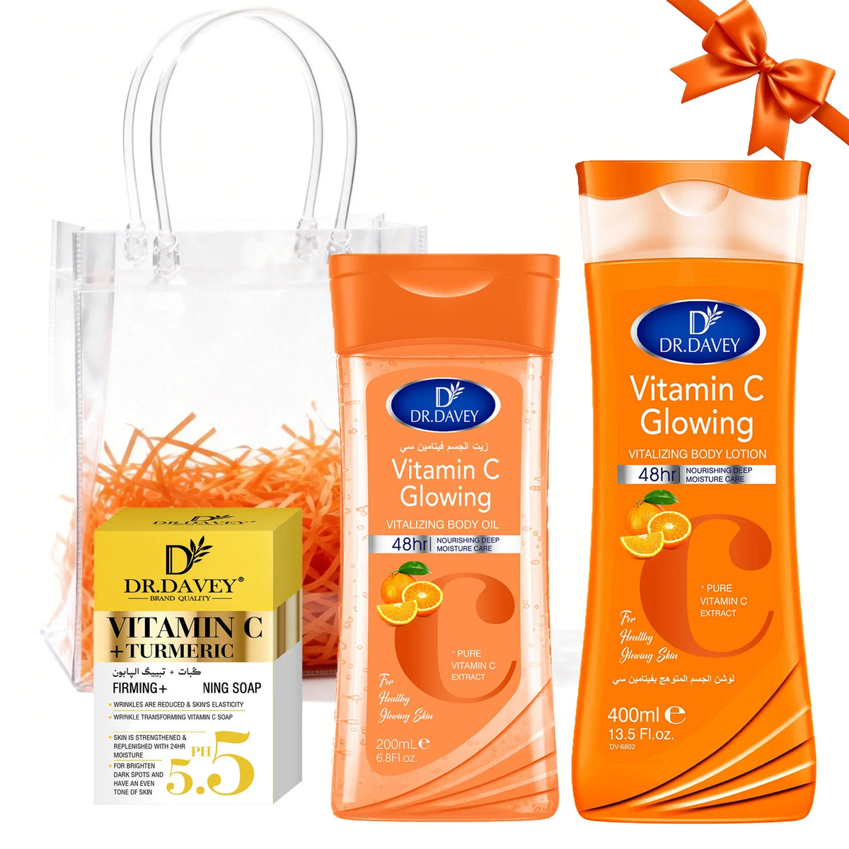DR.DAVEY Vitamin C Body Care Set – Lotion, Soap & Oil