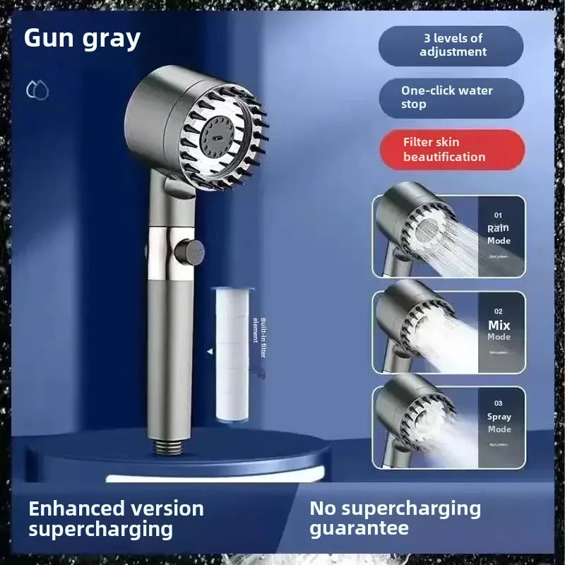 Filtered Handheld Shower Head | 3 Modes & Massage Brush