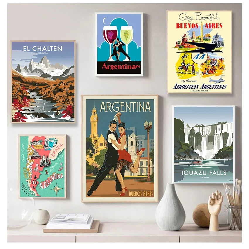 Argentina Vintage Travel Canvas Poster | Retro Wall Art