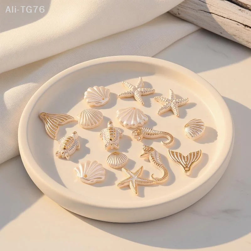 30pc Ocean Marine DIY Beads – Shells, Seahorses, Stars