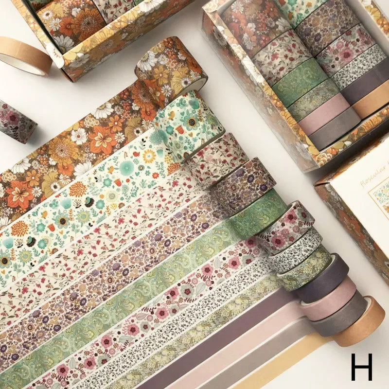 12-Piece Vintage Washi Tape Set – Japanese Kawaii Masking Tape