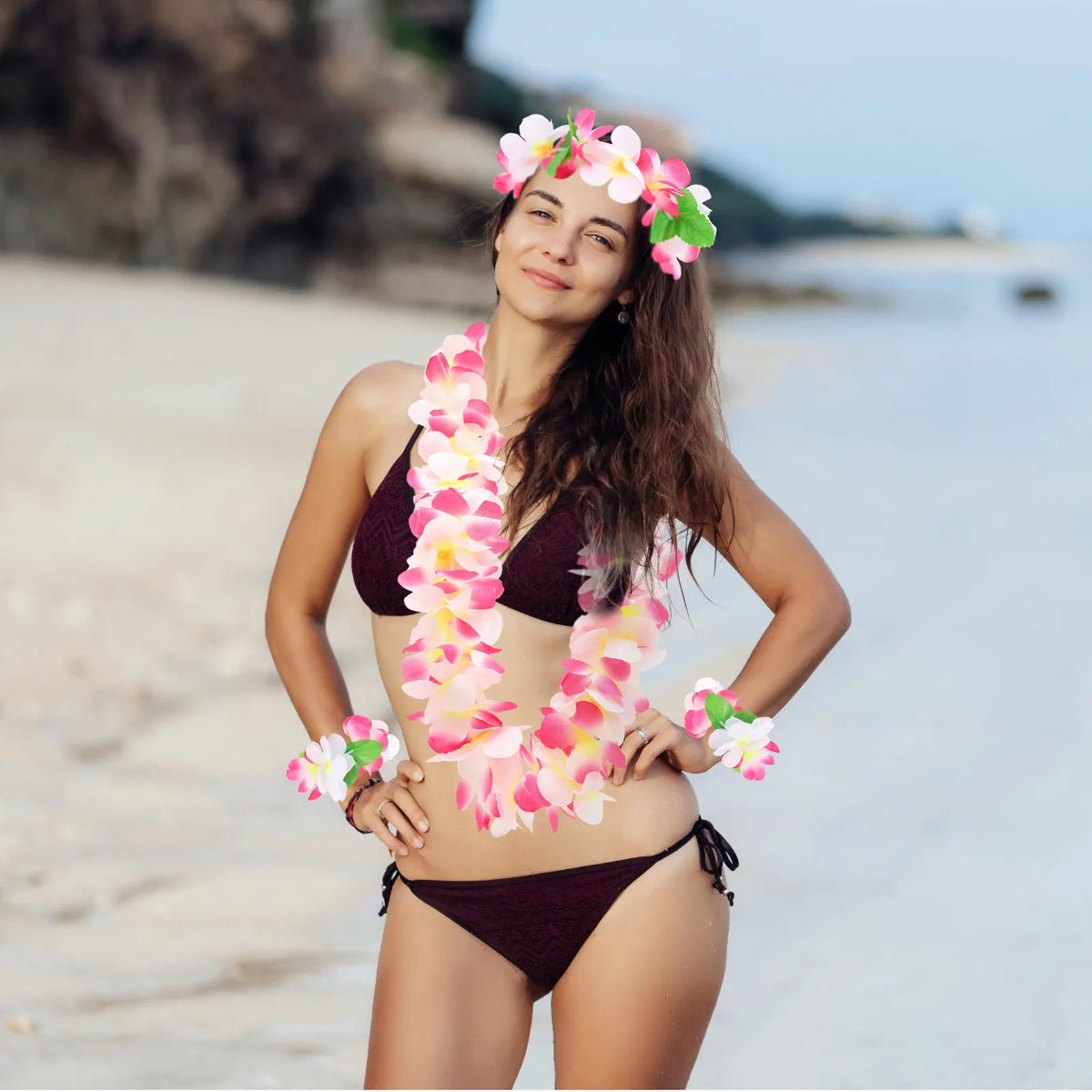 Hawaiian Flower Leis Floral Wreath Bright Lightweight Garlands