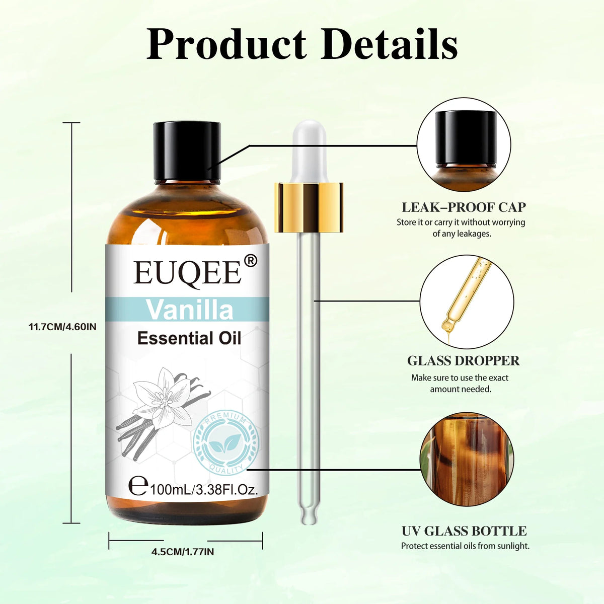 EUQEE 100ml Essential Oils – Lavender, Vanilla, Lemon & Cinnamon
