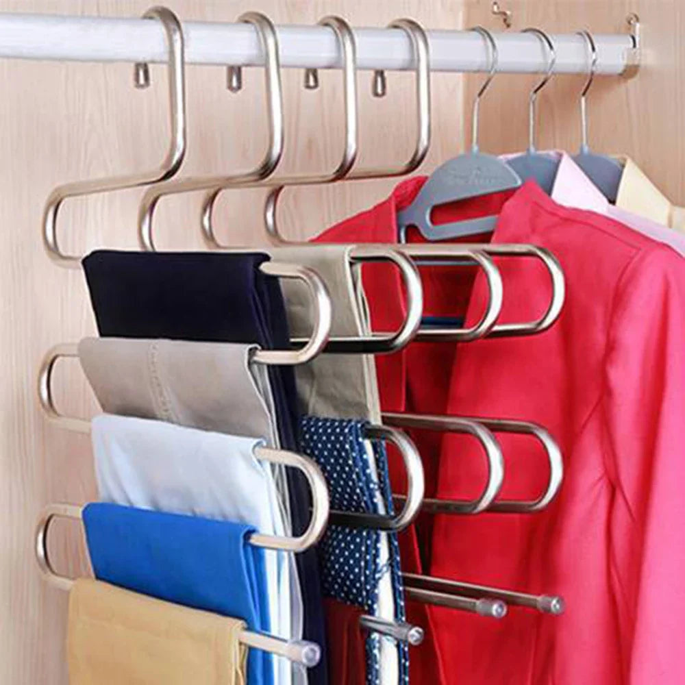 Non-Slip S-Shape Pants Hangers – Stainless Steel 3-Pack