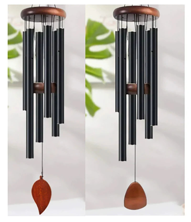 2-Pack 27" Aluminium Wind Chimes – Classic Black Outdoor Garden