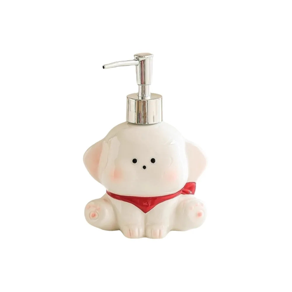 Cute Dog Ceramic Soap Dispenser | Bathroom Pump Bottle