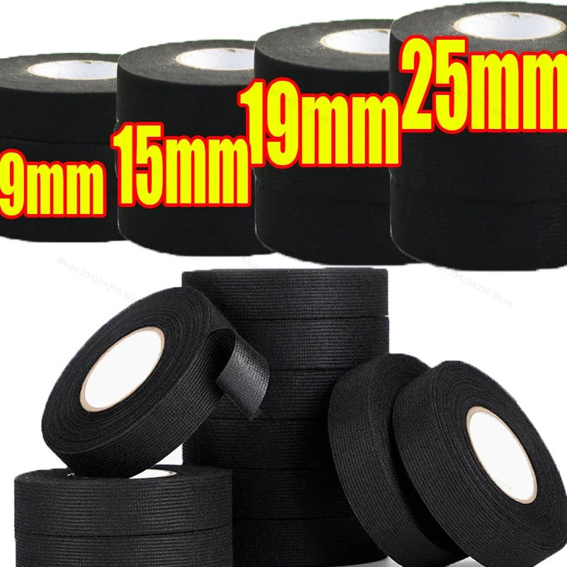 Black Automotive Cloth Tape – Heat & Waterproof Flannel Fabric
