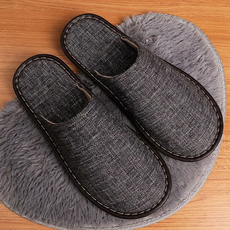 Lorilury Closed Toe Canvas Indoor Slippers – Unisex Flat Slides