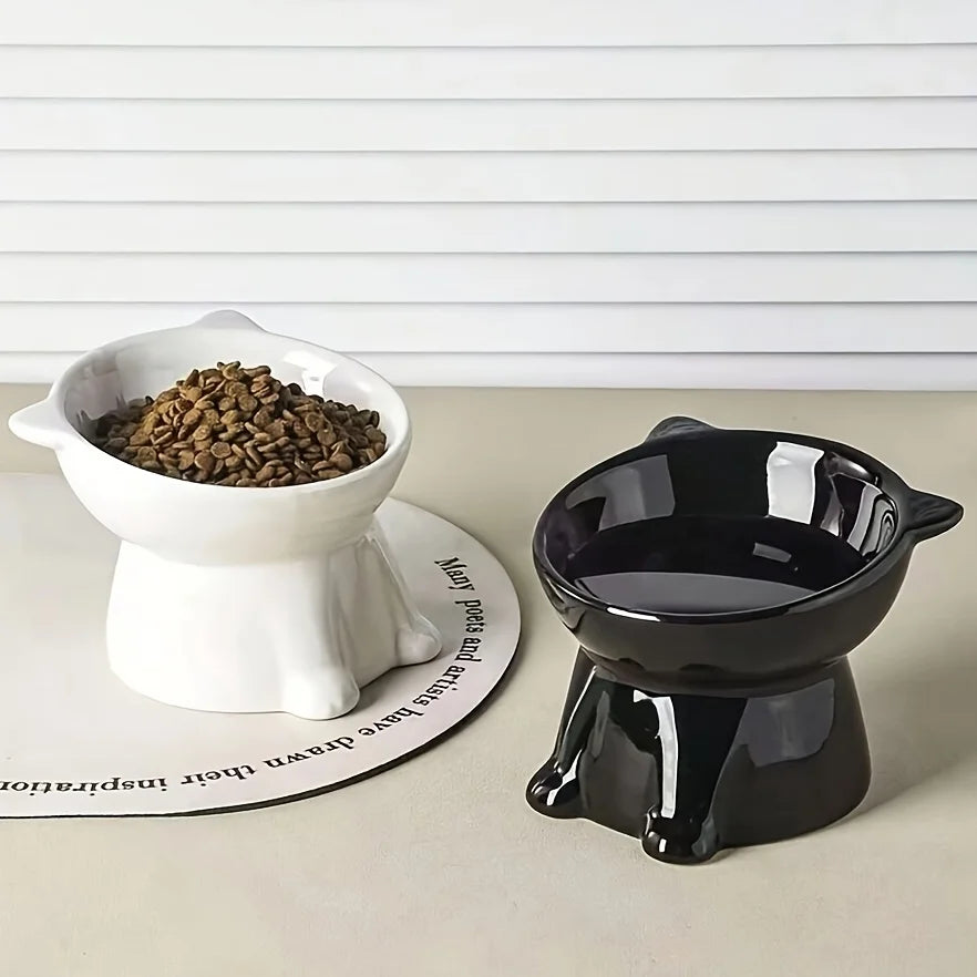 15° Tilted Cat Bowl – Anti-Vomit Pet Food & Water Station