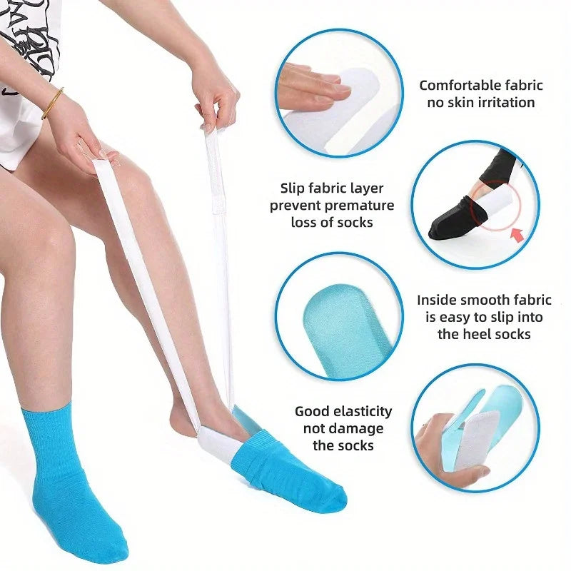 No Bending Sock Aid Tool Easy-on Helper Ergonomic ABS Handle