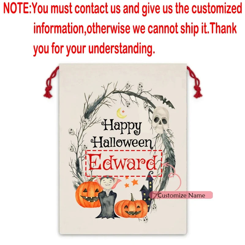 Personalized Halloween Drawstring Candy Bag – Custom Kids Gift