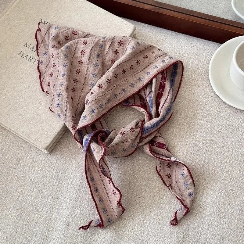 Vintage Floral Triangle Scarf – Boho Bandana Headband Women