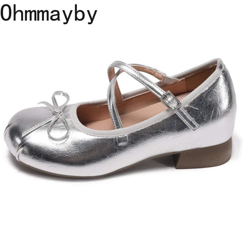 Women's Butterfly-Knot Mary Jane Ballet Flats | Low Heel