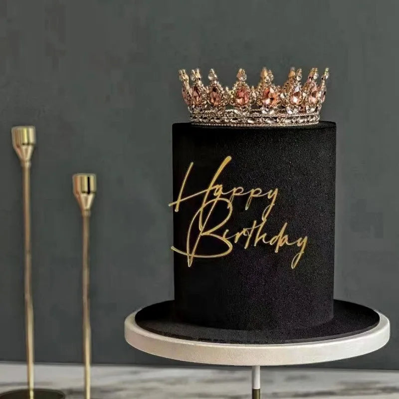 Acrylic Side Happy Birthday Cake Decoration Anniversary Topper Party