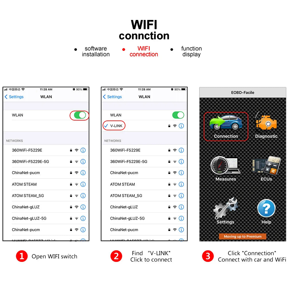 ELM327 V1.5 WiFi Bluetooth OBD2 Scanner – iOS & Android