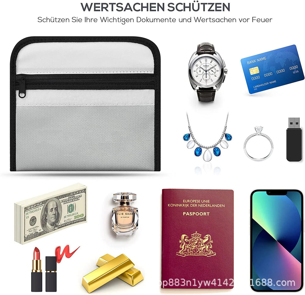 Fireproof Waterproof Document Bag | Zipper Cash Safe Pouch