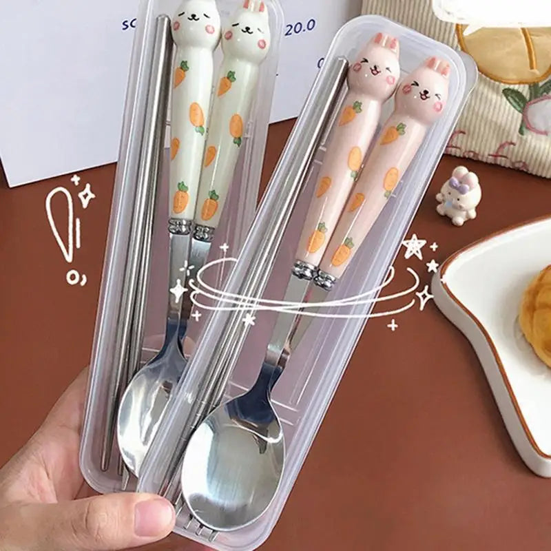Cute Cutlery Cartoon Bunny Stainless Steel Mirror Polished Flatware