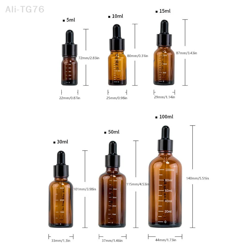 Amber Glass Dropper Bottles 5ml–100ml | Refillable & Travel