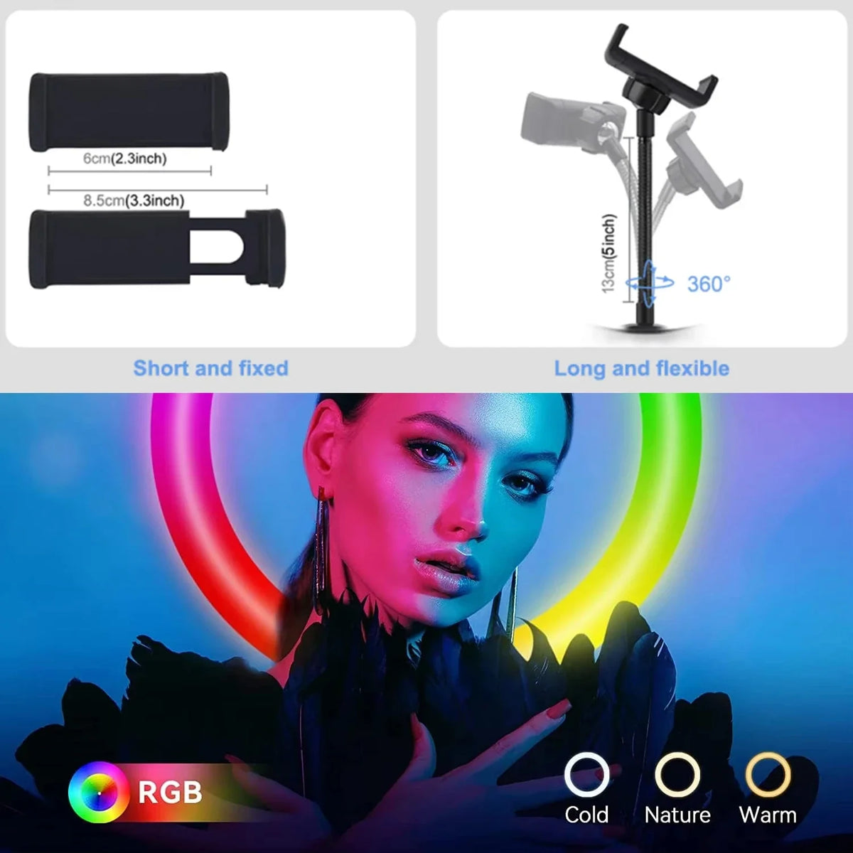 VeFly 10" RGB Ring Light with Remote & Tripod | YouTube & Photo