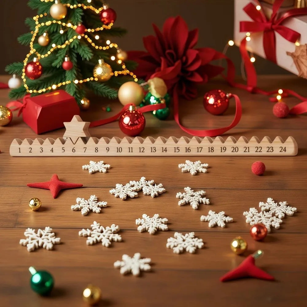 Wooden Christmas Advent Countdown Calendar | Santa Stair Climber