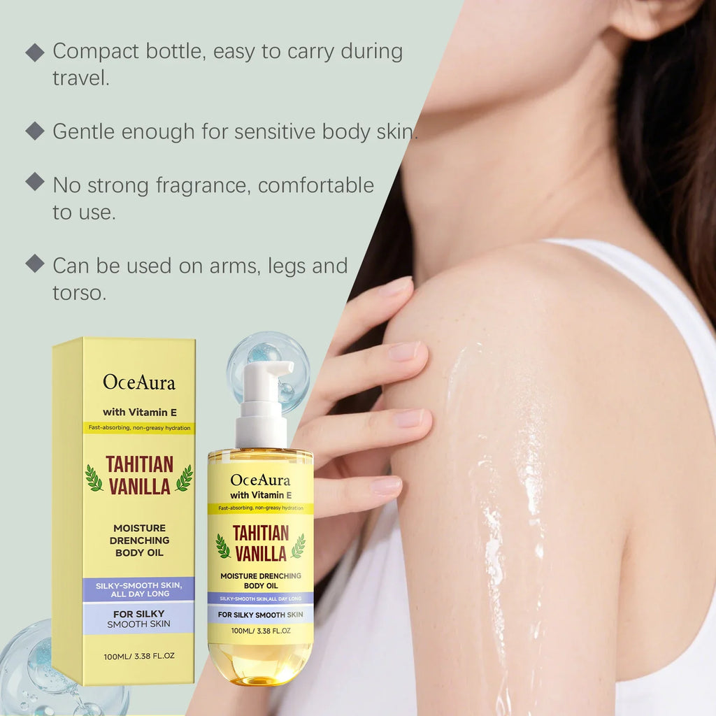Vanilla Hydrating Body Oil Nourishing Soothing Brightening Silky