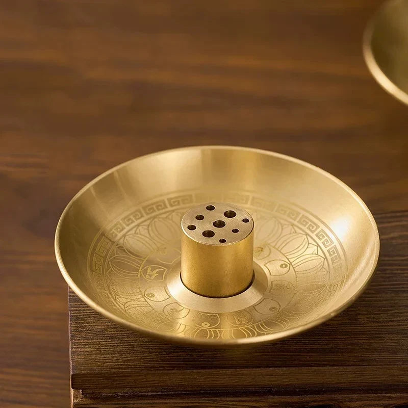 Round 9-Hole Brass Incense Holder Tray – Yoga & Meditation